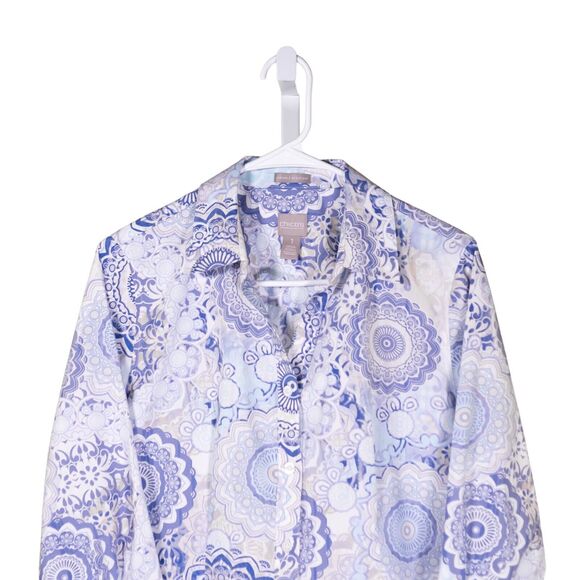 Chico's Women's Shirt Button Up Multicolor Geometric 3/4 Sleeve Blouse Top 1 M/8 - Picture 4 of 7